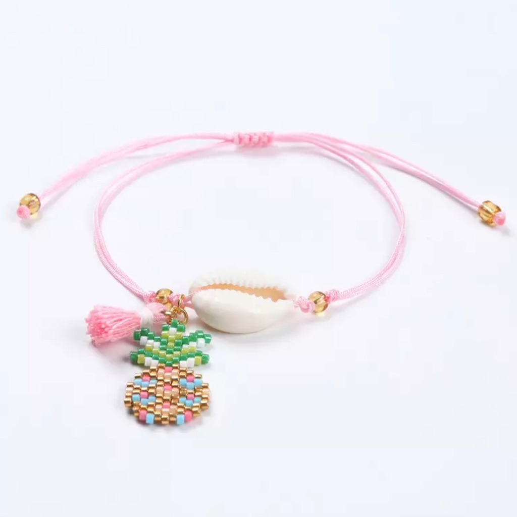 Pineapple Seashell Adjustable Bracelet